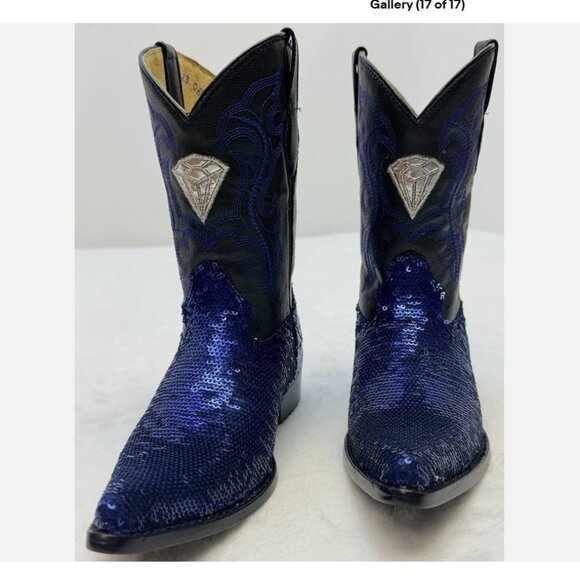 White Diamond Youth Girl Sequins Pointed Cowgirl Boots sz 20 or 4.5-5 US - Picture 16 of 16